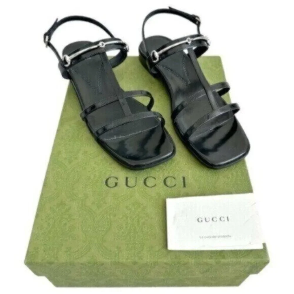 NIB Gucci Divine Horsebit Nero Black Caged Leather Slingback Sandals Size 7.5 - Picture 16 of 16